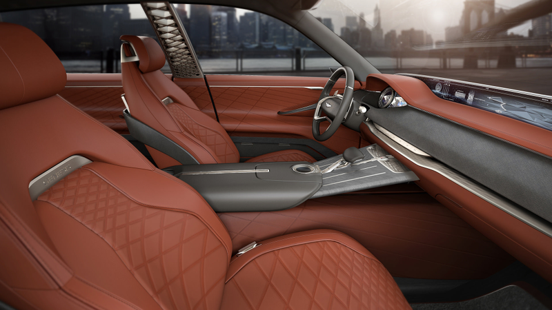 The interior of the Genesis GV80 fuel cell concept SUV, which debuted in 2017.